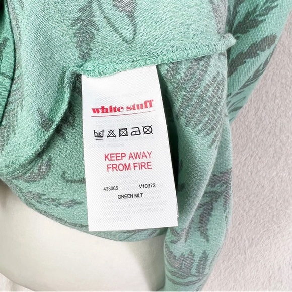 White Stuff Green Long Sleeve Fern Leaf Tunic Button Down Blouse UK Size 12 - Picture 7 of 9